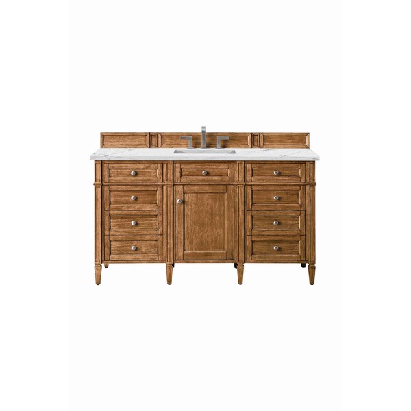 James Martin Vanities Brittany 60in Single Vanity, Saddle Brown w/ 3 CM Ethereal Noctis Quartz Top 650-V60S-SBR-3ENC - main